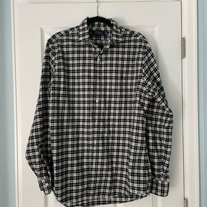 Polo LS XL Black and Cream Plaid Slim Fit Dress Shirt.